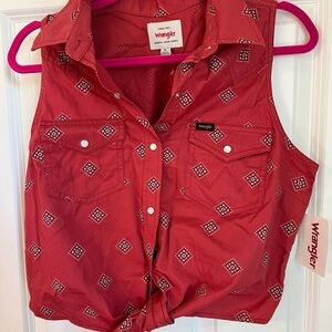Wrangler Red Geometric Sleeveless Top